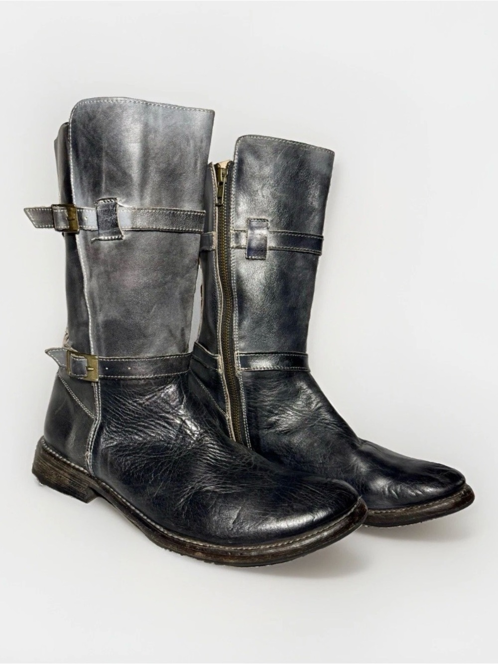 Bed Stu Turn Wmn Mid-Calf Black Leather Boots Sz 9.5 from the Cobbler Collection